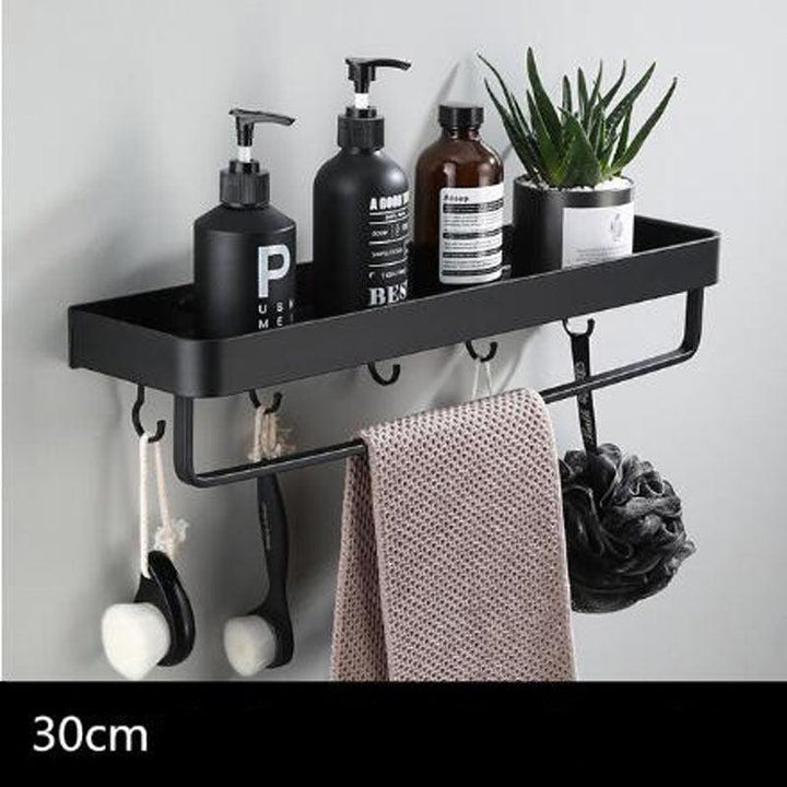 Lisslune | Black bathroom shelf made of space aluminum for wall mounting