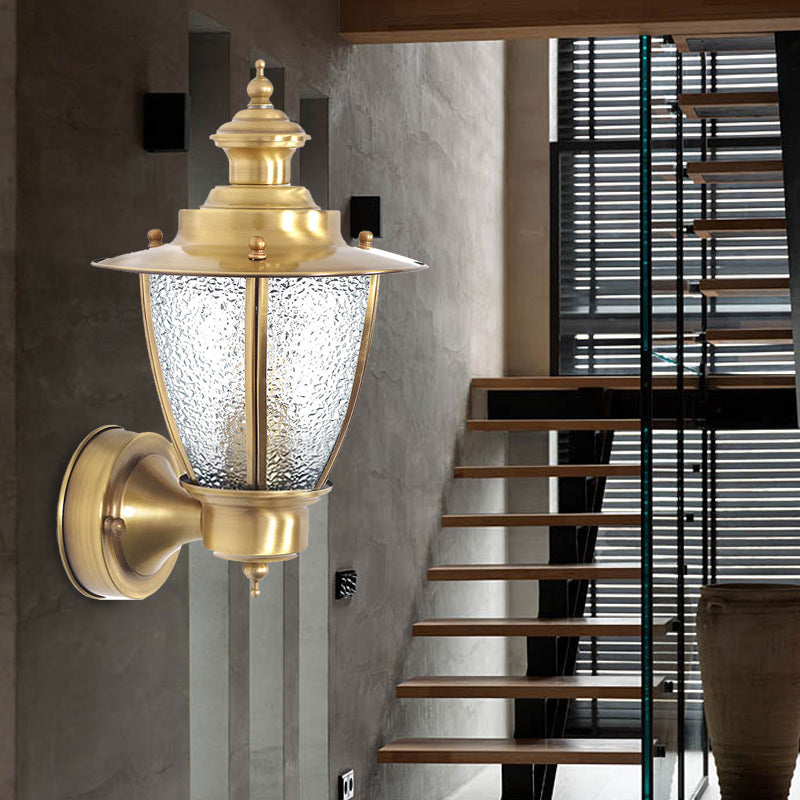 Skørter | Traditional Cone Wall Lamp Clear/Woven White Glass 1 Light Wall-Mounted Lighting Fixture for Stair