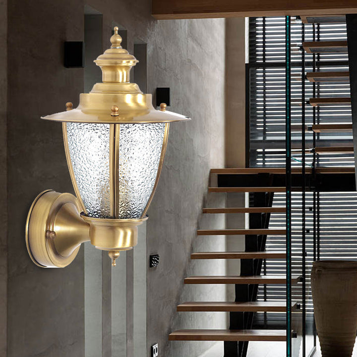 Skørter | Traditional Cone Wall Lamp Clear/Woven White Glass 1 Light Wall-Mounted Lighting Fixture for Stair