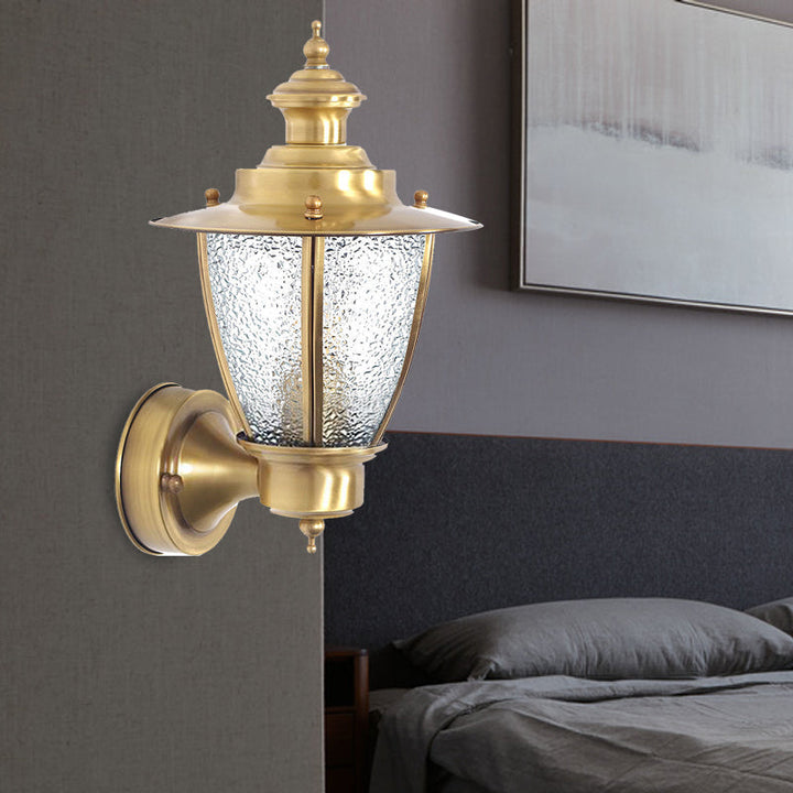 Skørter | Traditional Cone Wall Lamp Clear/Woven White Glass 1 Light Wall-Mounted Lighting Fixture for Stair