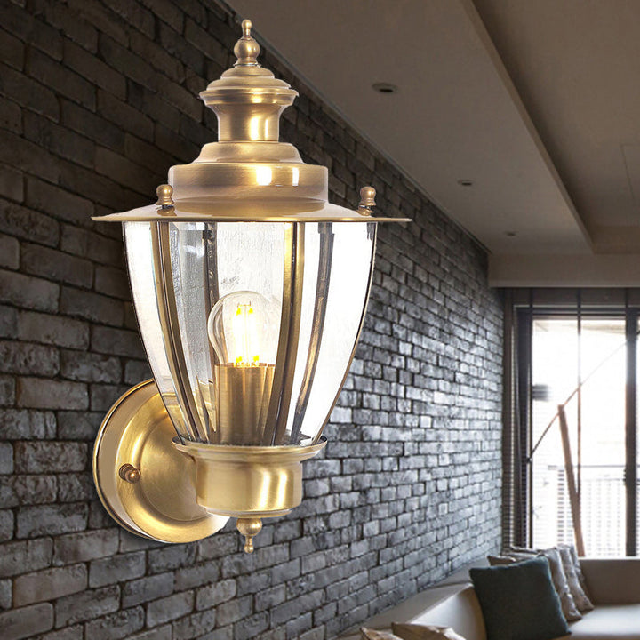 Skørter | Traditional Cone Wall Lamp Clear/Woven White Glass 1 Light Wall-Mounted Lighting Fixture for Stair