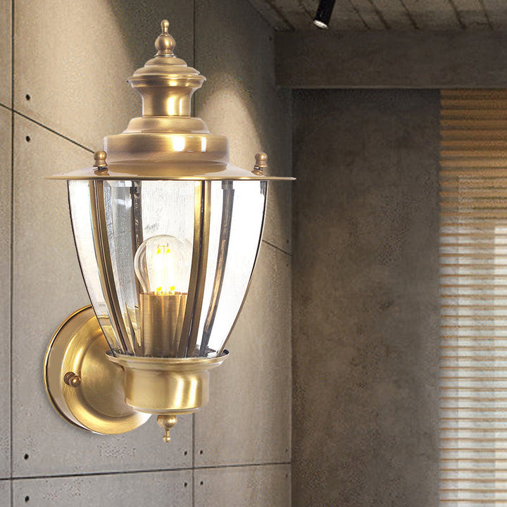 Skørter | Traditional Cone Wall Lamp Clear/Woven White Glass 1 Light Wall-Mounted Lighting Fixture for Stair
