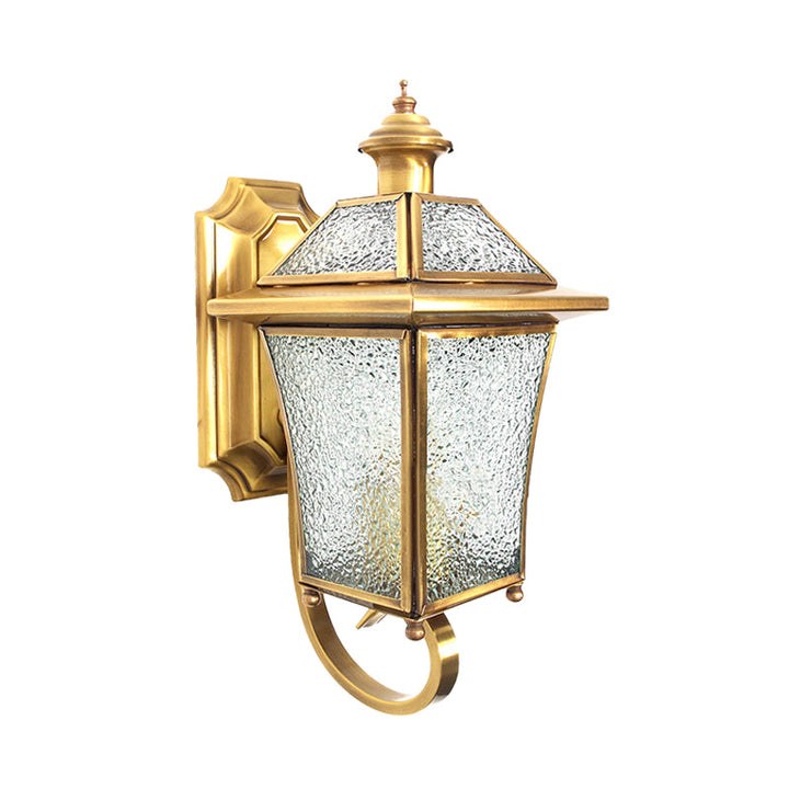 Skørter | Curved Arm Wall Lamp Traditional Clear/Structured Glass 1 Bulb Wall-Mounted Lamp for Balcony