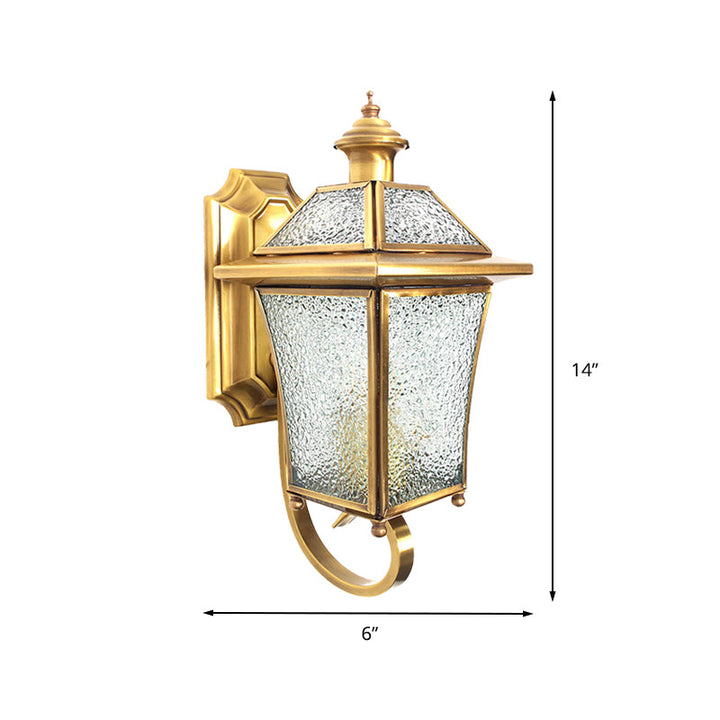 Skørter | Curved Arm Wall Lamp Traditional Clear/Structured Glass 1 Bulb Wall-Mounted Lamp for Balcony