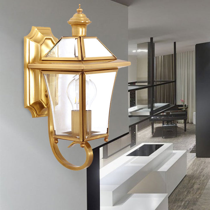 Skørter | Curved Arm Wall Lamp Traditional Clear/Structured Glass 1 Bulb Wall-Mounted Lamp for Balcony