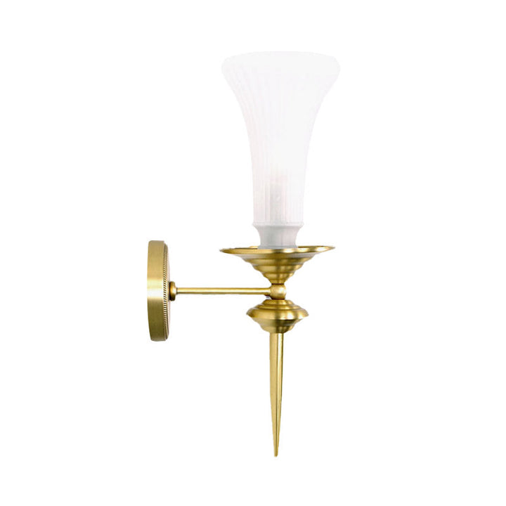 Skørter | Trumpet Milk Glass Wall Lamp Tradition 1 Main Gold Ceiling Mounted Wall Lamp for Hall