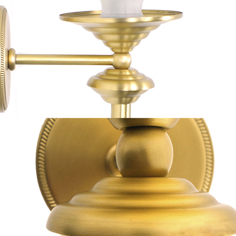 Skørter | Trumpet Milk Glass Wall Lamp Tradition 1 Main Gold Ceiling Mounted Wall Lamp for Hall