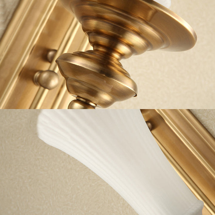 Skørter | Wide Flare Wall Light Traditional White Glass 1/2 Bulbs Brass Wall Light Fixture for the Bedroom