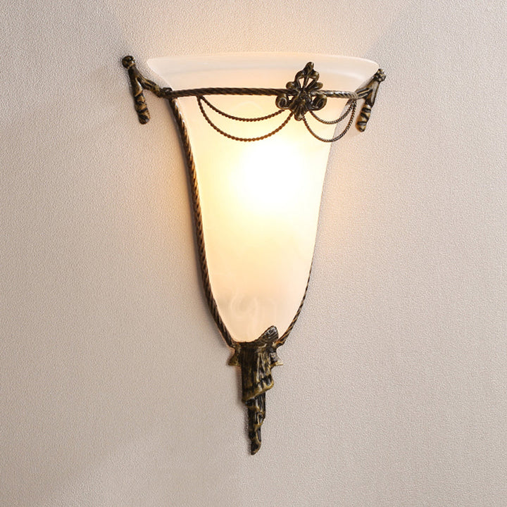 Skørter | White Glass Trumpet Wall Lamp Traditionary 1 Main Wall Lamp Fixture for Living Room