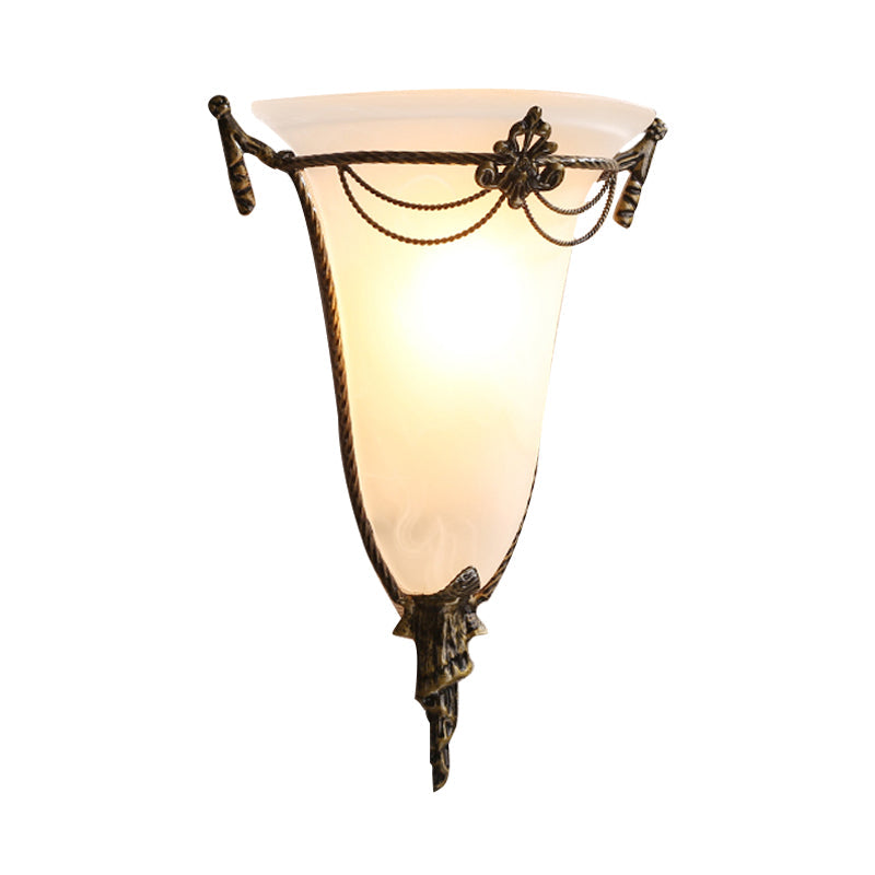 Skørter | White Glass Trumpet Wall Lamp Traditionary 1 Main Wall Lamp Fixture for Living Room