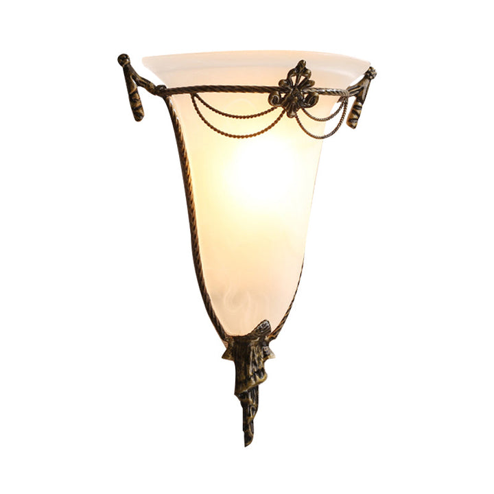 Skørter | White Glass Trumpet Wall Lamp Traditionary 1 Main Wall Lamp Fixture for Living Room