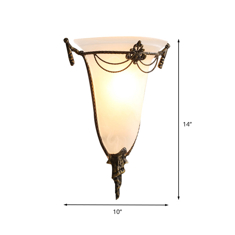 Skørter | White Glass Trumpet Wall Lamp Traditionary 1 Main Wall Lamp Fixture for Living Room