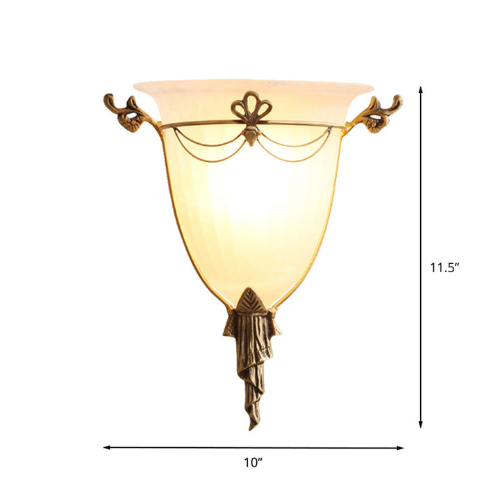 Skørter | Bell Wall Lamp Traditional 1 Head White Glass Wall Lighting Element for Hallway