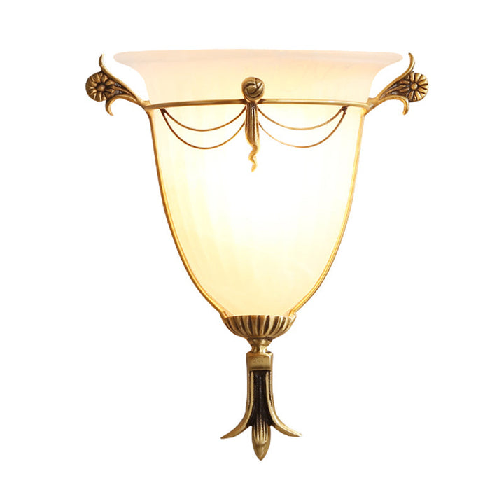 Skørter | 1 Bulb Wide Spreading Wall Lamp Traditional White Glass Wall Lighting Device for Nightstands