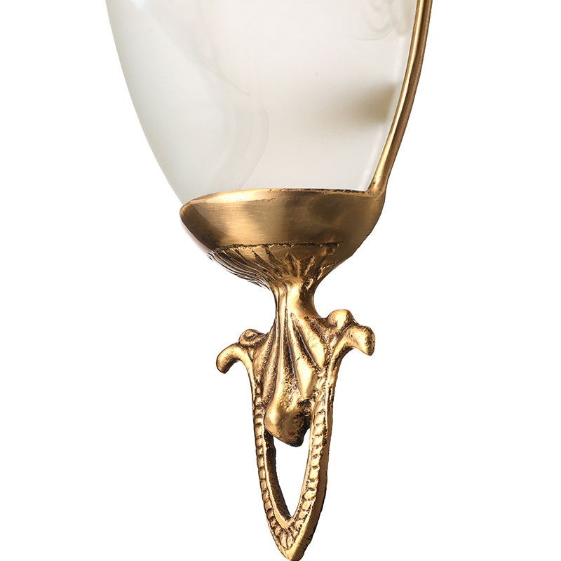 Skørter | Traditional Trumpet Wall Mounted Lighting Frosted Glass 1 Head Wall Lamp in Brass