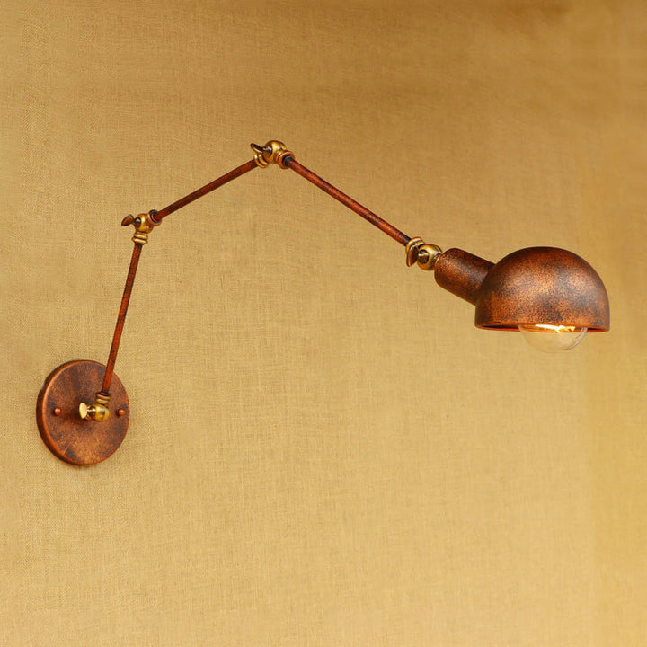 Lisslune | 4"/6.5" Dia Domed Metal Wall Lamp Fixture Vintage Style 1 Head Study Room Adjustable Wall Light in Rust