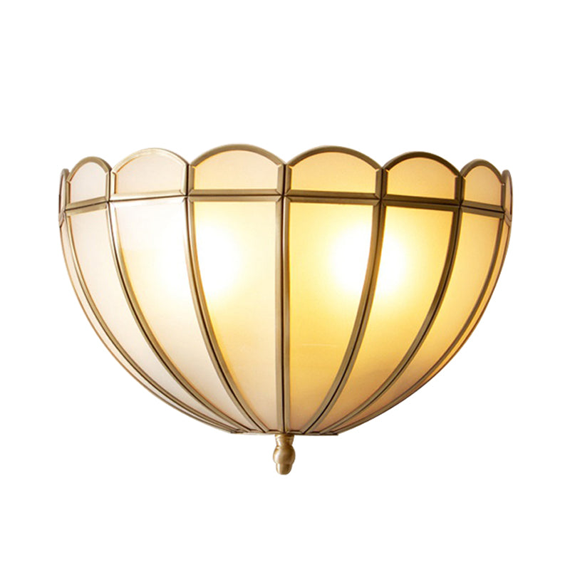 Skørter | Hemisphere Wall Light Traditional Structured White/Cream Glass 2 Bulbs Wall Mounted Lamp for Bedroom