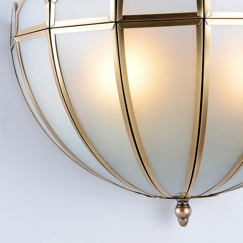 Skørter | Hemisphere Wall Light Traditional Structured White/Cream Glass 2 Bulbs Wall Mounted Lamp for Bedroom