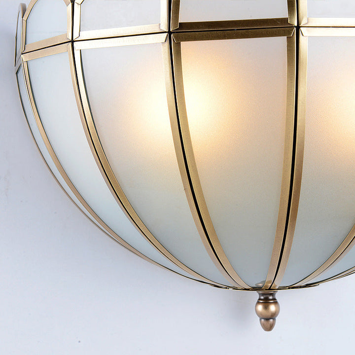 Skørter | Hemisphere Wall Light Traditional Structured White/Cream Glass 2 Bulbs Wall Mounted Lamp for Bedroom