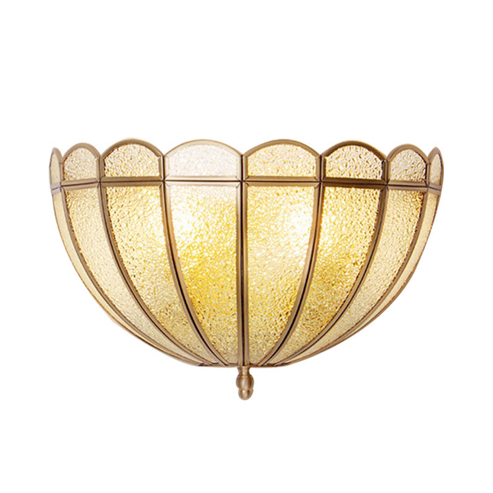 Skørter | Hemisphere Wall Light Traditional Structured White/Cream Glass 2 Bulbs Wall Mounted Lamp for Bedroom