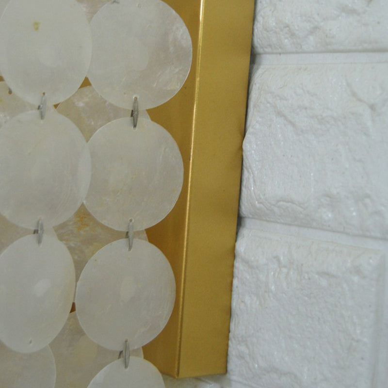 Lisslune | Shell Circle Strands Wall Lamp Country Style 1 Main Bed Sconce Light in Gold