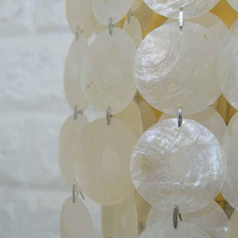 Lisslune | Shell Circle Strands Wall Lamp Country Style 1 Main Bed Sconce Light in Gold