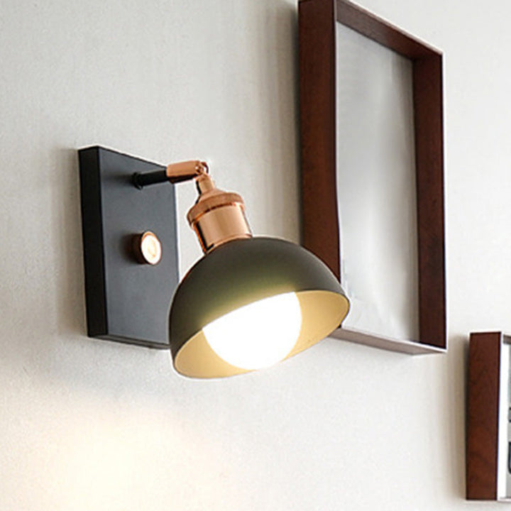 Skørter | 1-Light Rotatable Reading Lamp Industrial Nightstand Wall Lamp with Bowl Metal Shade