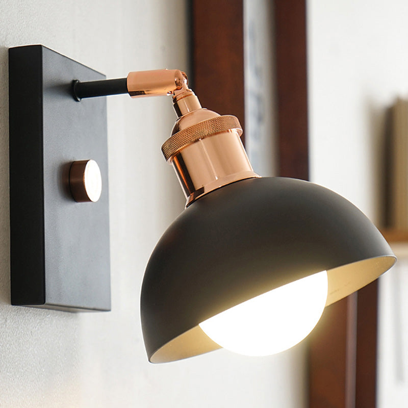 Skørter | 1-Light Rotatable Reading Lamp Industrial Nightstand Wall Lamp with Bowl Metal Shade