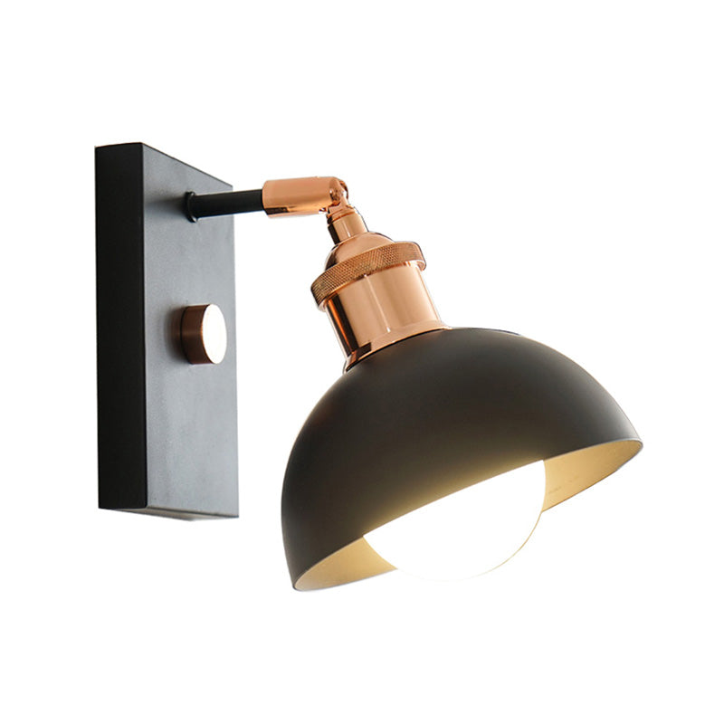 Skørter | 1-Light Rotatable Reading Lamp Industrial Nightstand Wall Lamp with Bowl Metal Shade