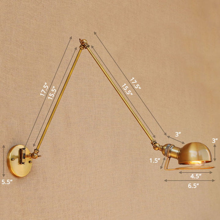 Lisslune | Single Dome Wall Light Reading Lamp in Industrial Style with Swivel Arm