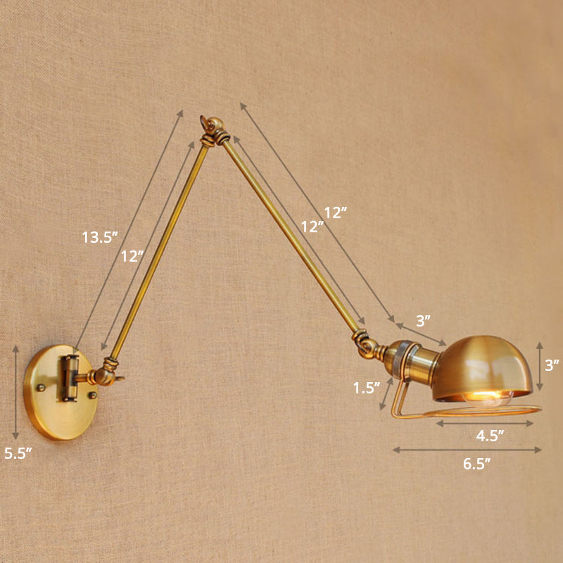 Lisslune | Single Dome Wall Light Reading Lamp in Industrial Style with Swivel Arm