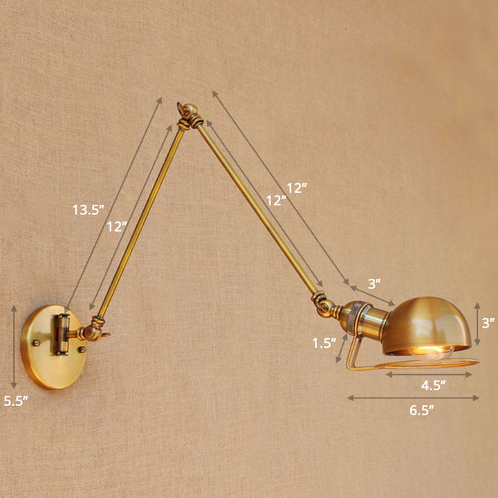 Lisslune | Single Dome Wall Light Reading Lamp in Industrial Style with Swivel Arm
