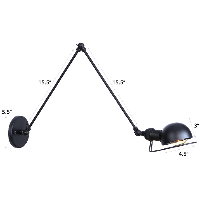 Lisslune | Single Dome Wall Light Reading Lamp in Industrial Style with Swivel Arm