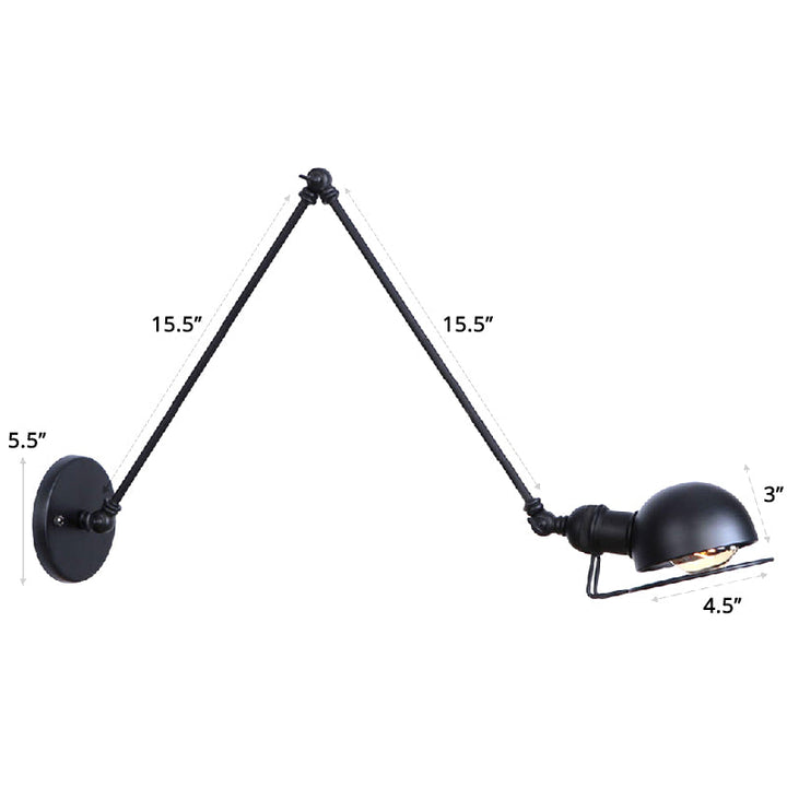 Lisslune | Single Dome Wall Light Reading Lamp in Industrial Style with Swivel Arm