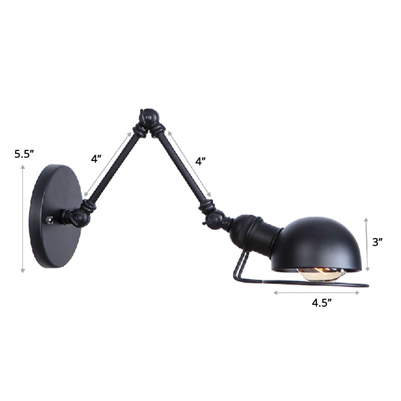 Lisslune | Single Dome Wall Light Reading Lamp in Industrial Style with Swivel Arm