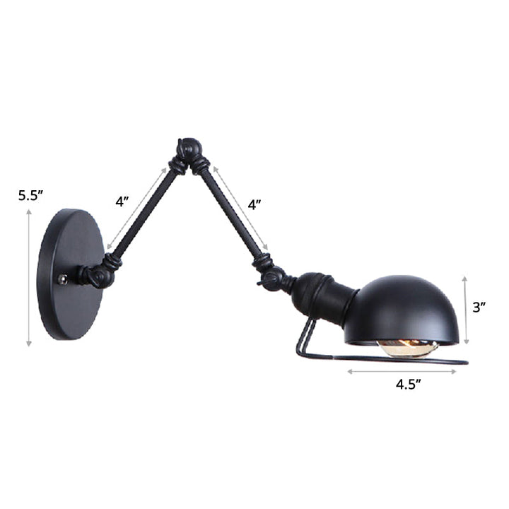 Lisslune | Single Dome Wall Light Reading Lamp in Industrial Style with Swivel Arm