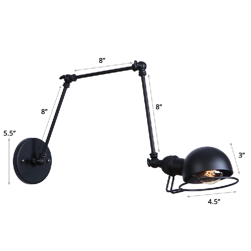 Lisslune | Single Dome Wall Light Reading Lamp in Industrial Style with Swivel Arm