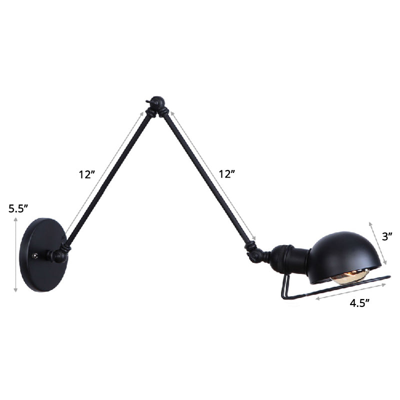 Lisslune | Single Dome Wall Light Reading Lamp in Industrial Style with Swivel Arm