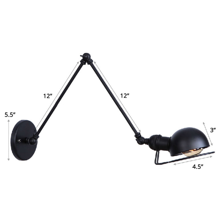 Lisslune | Single Dome Wall Light Reading Lamp in Industrial Style with Swivel Arm