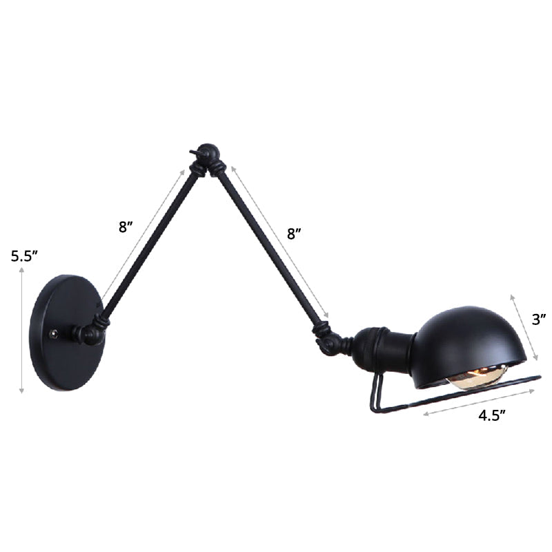Lisslune | Single Dome Wall Light Reading Lamp in Industrial Style with Swivel Arm