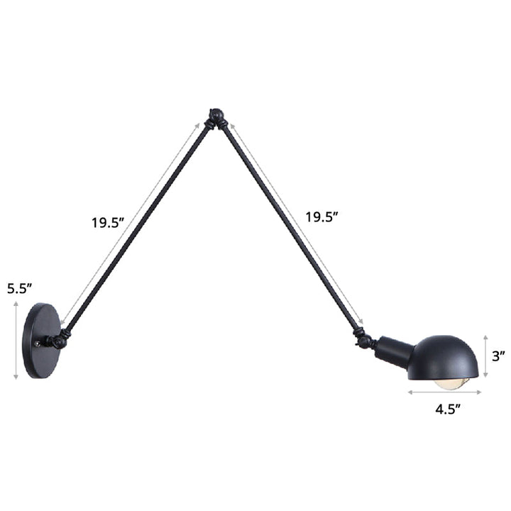 Lisslune | Single Dome Wall Light Reading Lamp in Industrial Style with Swivel Arm