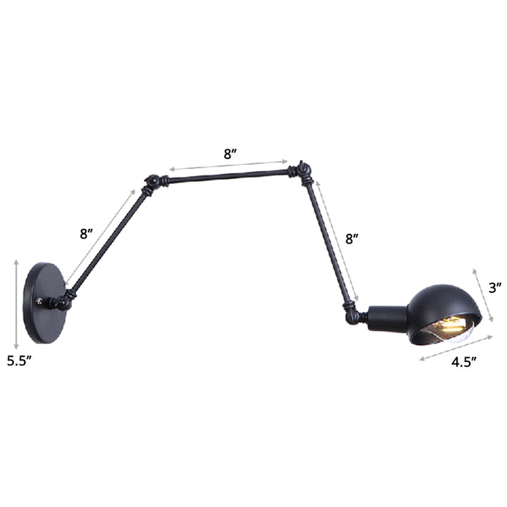 Lisslune | Single Dome Wall Light Reading Lamp in Industrial Style with Swivel Arm