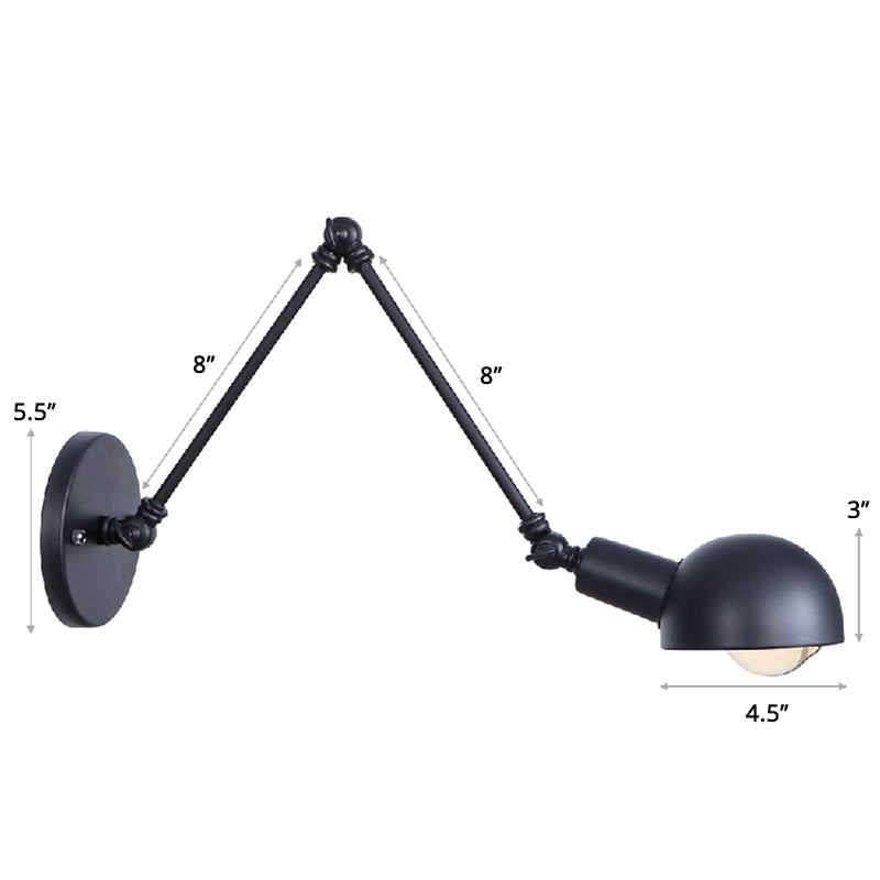 Lisslune | Single Dome Wall Light Reading Lamp in Industrial Style with Swivel Arm