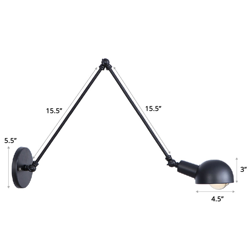 Lisslune | Single Dome Wall Light Reading Lamp in Industrial Style with Swivel Arm