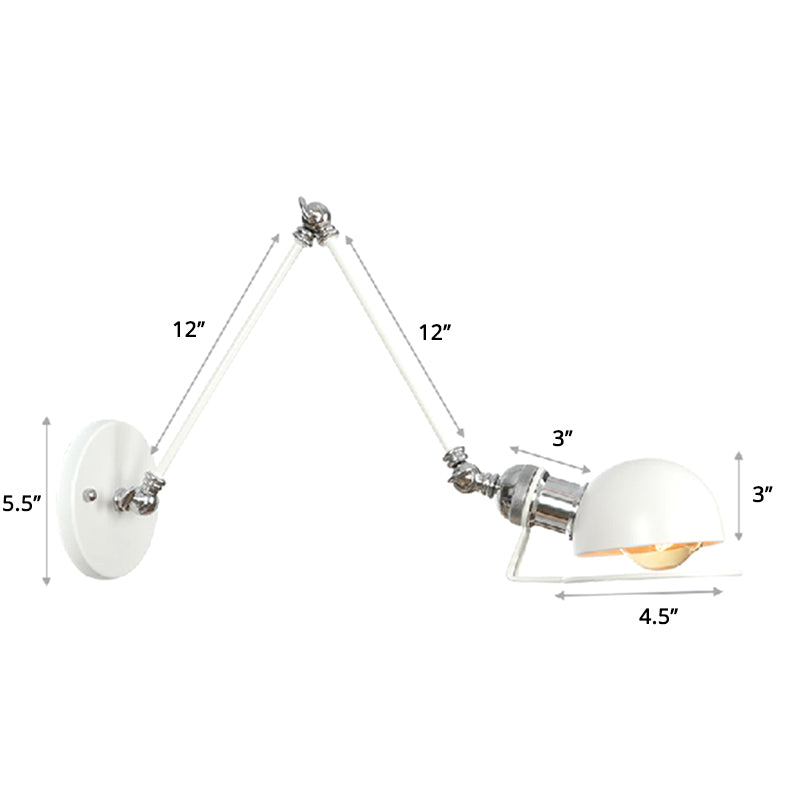 Lisslune | Single Dome Wall Light Reading Lamp in Industrial Style with Swivel Arm
