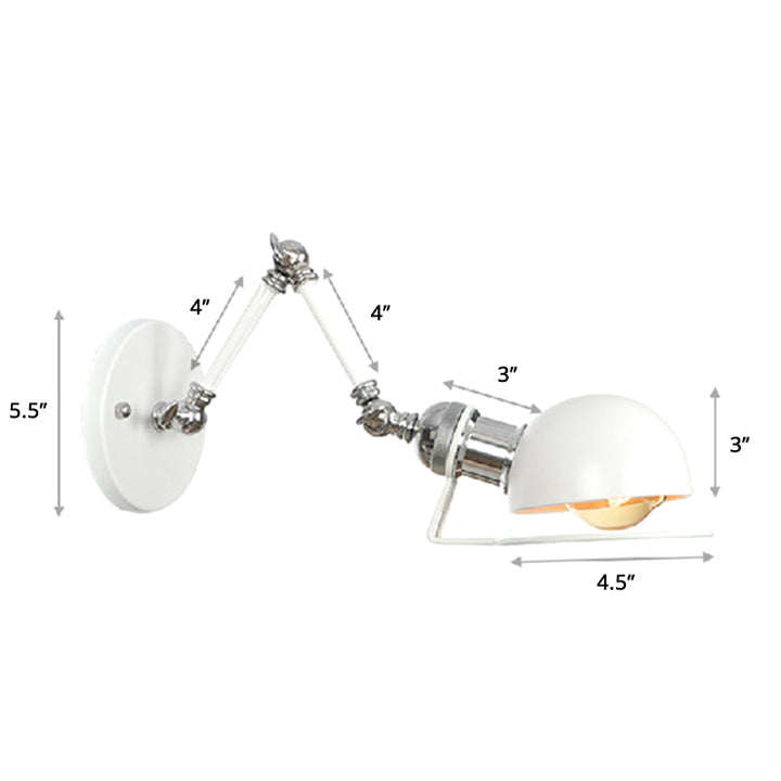 Lisslune | Single Dome Wall Light Reading Lamp in Industrial Style with Swivel Arm