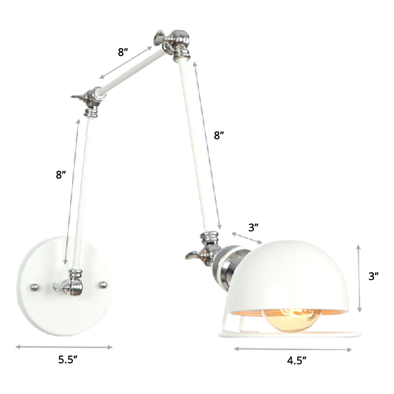 Lisslune | Single Dome Wall Light Reading Lamp in Industrial Style with Swivel Arm