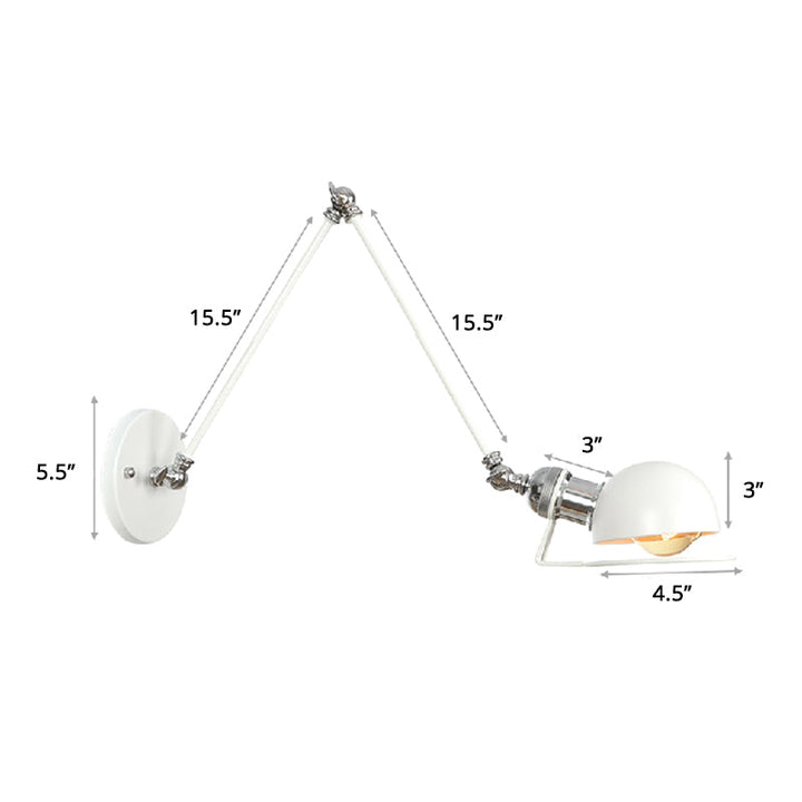 Lisslune | Single Dome Wall Light Reading Lamp in Industrial Style with Swivel Arm