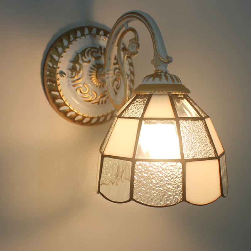 Lisslune | 1-Head Shade Wall Lamp Tiffany Style Handmade Glass Wall Lamp for Living Room
