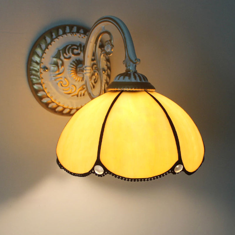 Lisslune | 1-Head Shade Wall Lamp Tiffany Style Handmade Glass Wall Lamp for Living Room